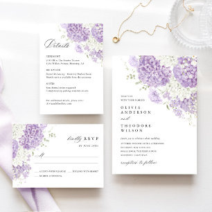 Lavender Lilac White Floral Wedding Details, Info Enclosure Card