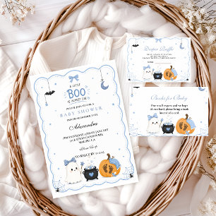 Little Boo Is Almost Due Blue Halloween Baby Showe Napkin