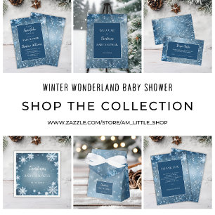 Winter Wonderland Blue Baby Shower Invitation