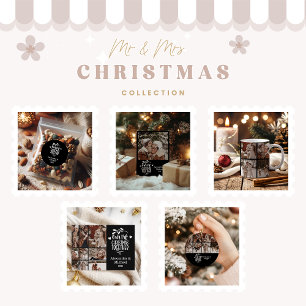 9 Photo Minimalist First Christmas Together Classic Round Sticker
