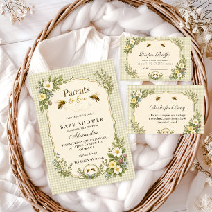 Botanical Parents To Bee Baby Shower Diaper Raffle Enclosure Card