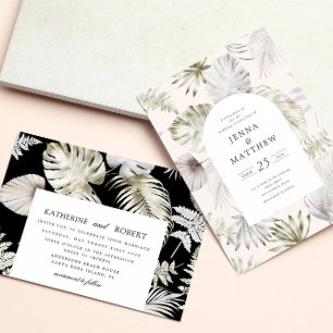 Luxurious Tropical Foliage Blue Wedding Invitation