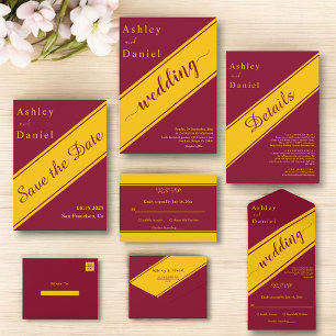 Elegant Modern Burgundy And Gold Delicate Wedding Invitation