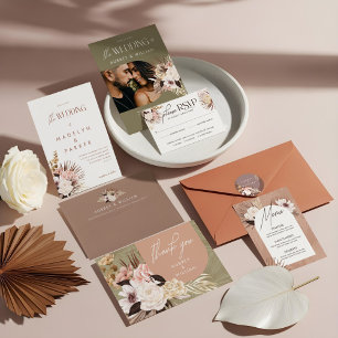 Bohemian Watercolor Florals Wedding Guest Details Enclosure Card