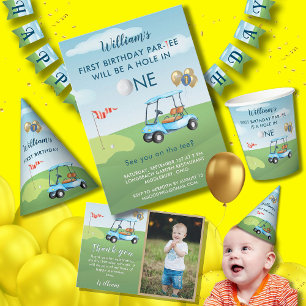 Hole In One Boy Golf Par-tee 1st Birthday  Bunting Flags