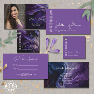 Carte De Visite Méditation du Reiki Céleste de l'Améthyste mystiqu