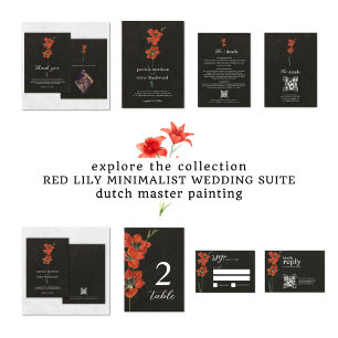 Red Lily Dutch Master Painting Wedding  Invitation