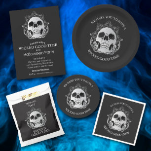 Budget Gothic Skull Halloween Invitations
