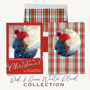 Merry Christmas Multi Photo Red Holiday Plaid
