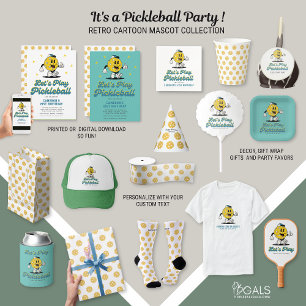 Pickleball Party Funny Pickleball Cartoon Mascot Napkin