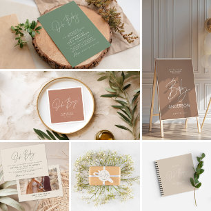 Baby shower script modern sage green elegant invit invitation