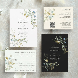 Carte D'accompagnement Détails du Mariage Fleur sauvage ivoire Delicate