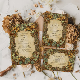 Vintage Autumn Botanical Wedding Invitation