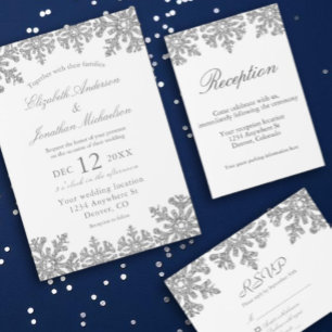 Invitation Mariage hivernal Silver Snowflake
