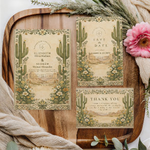Earthy Botanical Desert Wedding Invitation