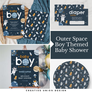 Outer Space Baby Boy Shower Invitation 
