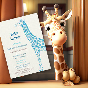 Invitation Giraffe Singe Alligator Baby Teddy Boy Douche