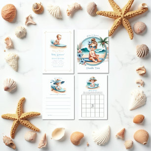 Baby on Board Surfing Theme Baby Shower Invitation