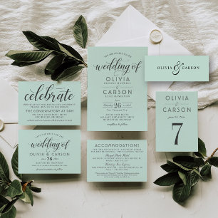 Modern Mint and Black Script Wedding Details Enclosure Card