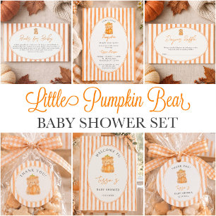 Little Pumpkin On The Way Bear Diaper Raffle  Card
