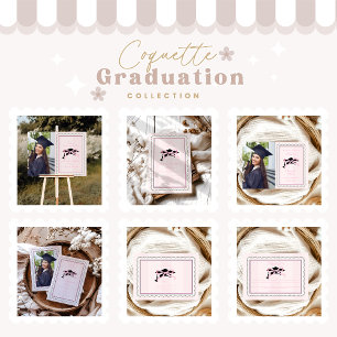 Elegant Photo Pink Coquette  Bow Graduation Invitation