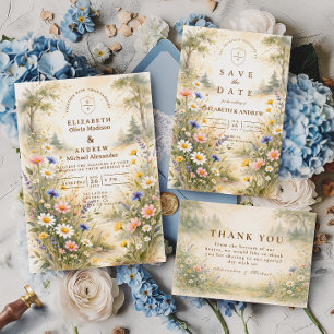 Romantic Garden Wildflower Wedding Invitation
