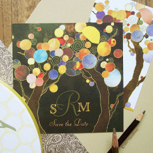 Art Nouveau Style Trees Ranch Wedding Invitation