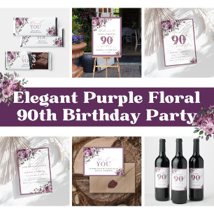 Elegant Purple Flowers Any Age Birthday Party Napkin