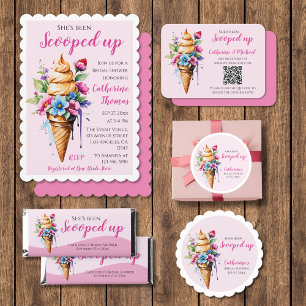 She's Been Scooped Up Ice Cream Bridal Shower  Paper Coaster