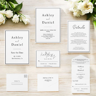 Carte D'accompagnement Mariage Élégant Noir Et Blanc Minimal Chic