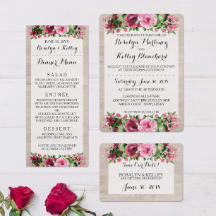 Shabby Vintage Roses Rustic Wedding Invitation