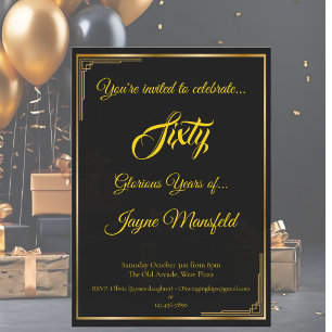 Art Deco Gold on Black Birthday Party Napkin