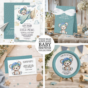 Teddy Bear Airplane   Virtual Baby Shower Invitation