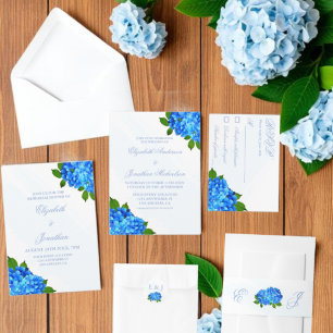Blue Hydrangea Floral Rehearsal Dinner Invitation