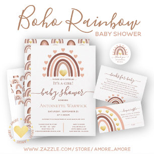 Rainbow Blush Pink Beige Boho  Wrapping Paper Sheet