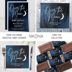 Over The Moon Baby Shower Celestial Party Invitation