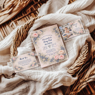 Blueberry Berry First Garden 1st Birthday Invitation