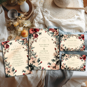 Stylish Floral Art Nouveau Wedding Save The Date