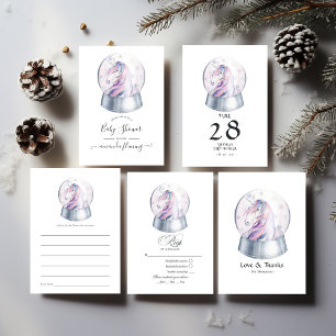 Watercolor Glitter Unicorn Winter RSVP Card