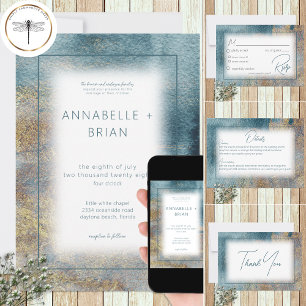 Modern Beach Abstract Wedding Reception Enclosure Card