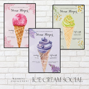 Berry Ice Cream Social Bridal Shower Invitation