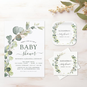 Budget Baby Shower Greenery Eucalyptus Invitations
