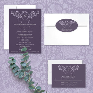 Eggplant Tree of Life Wedding Invitation