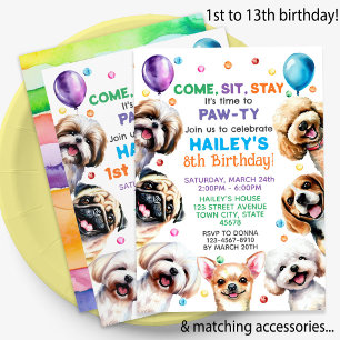 Thème Chien 8ème anniversaire Fête Invitation