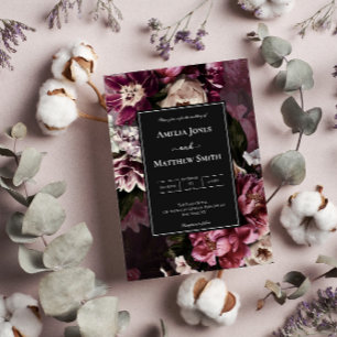 Dark and Moody Floral Wedding Foil Invitation