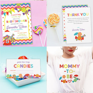 Colourful Sweet Fun Candy Baby Shower Game Card