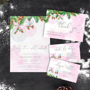 Christmas Pink Girl Baby Shower Hot Chocolate Bar  Poster