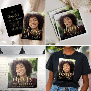 30th Birthday Party Photo Gold Script Cheers Tapestry