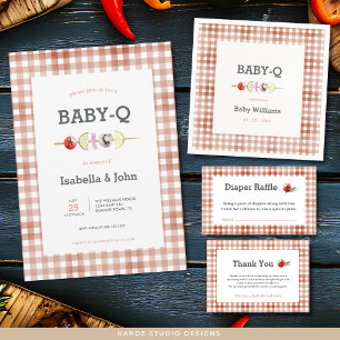 Neutral Barbecue Baby Shower Diaper Raffle Enclosure Card