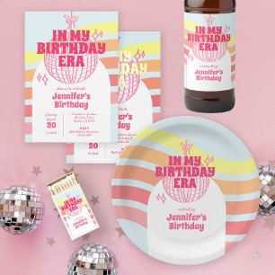 Retro Pink Disco Ball In My Birthday Era Party Invitation